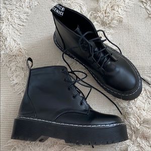 Black Platform combat boot